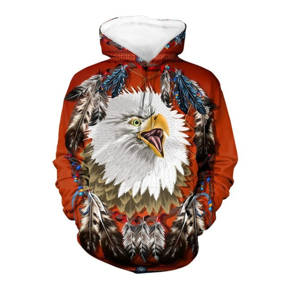 Native American Eagle Feathers Dream, All Over Print Hoodie Zip Hoodie Fleece Hoodie 3D, Vikings Tattoo Hoodie 3D KA1364
