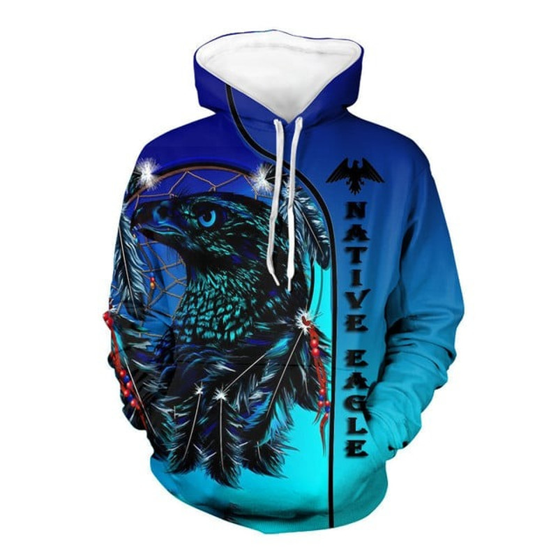 Blue Eagle Dream Catcher Native Amer, All Over Print Hoodie Zip Hoodie Fleece Hoodie 3D, Vikings Tattoo Hoodie 3D KA1371