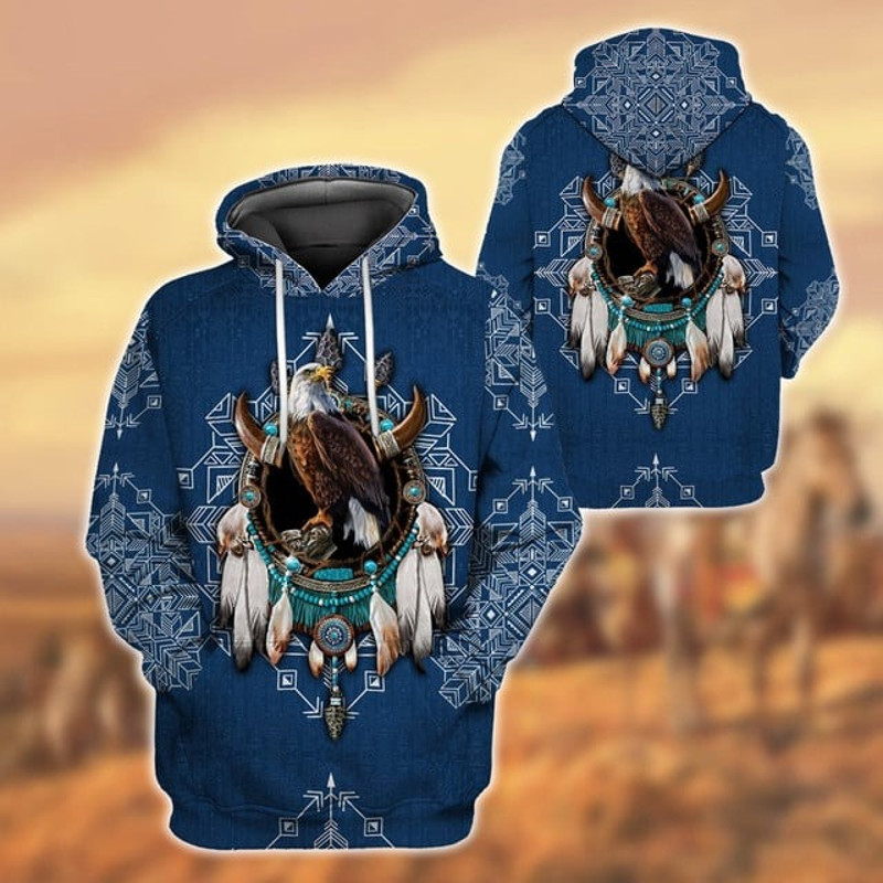 Eagle In Dream Catcher Pattern Nativ, All Over Print Hoodie Zip Hoodie Fleece Hoodie 3D, Vikings Tattoo Hoodie 3D KA1372