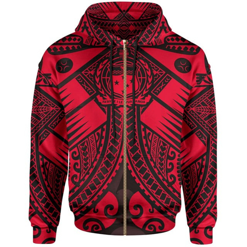 Samoa Polynesian Zip Hoodie - Samoa, All Over Print Hoodie Zip Hoodie Fleece Hoodie 3D, Vikings Tattoo Hoodie 3D KA1392