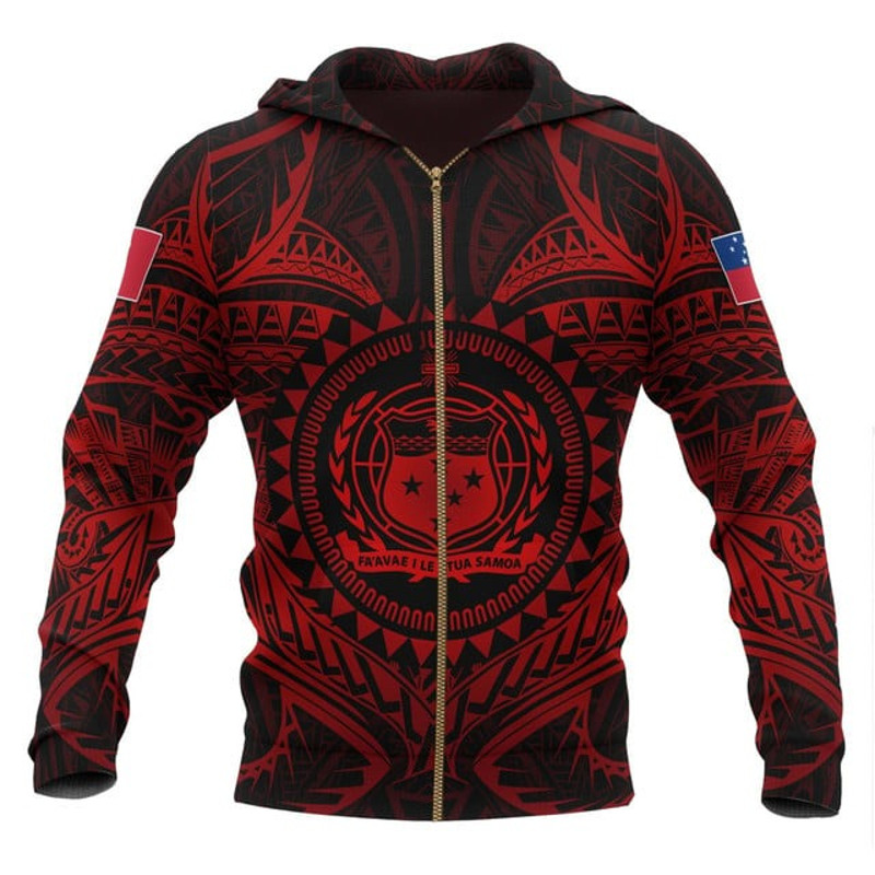 Samoa Polynesian Zip Hoodie - Samoa, All Over Print Hoodie Zip Hoodie Fleece Hoodie 3D, Vikings Tattoo Hoodie 3D KA1393