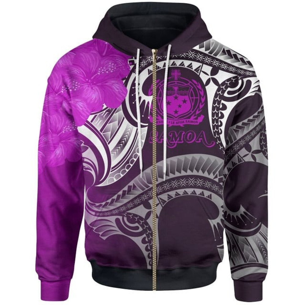 Samoa Zip Hoodie - Samoa Seal Wave, All Over Print Hoodie Zip Hoodie Fleece Hoodie 3D, Vikings Tattoo Hoodie 3D KA1396