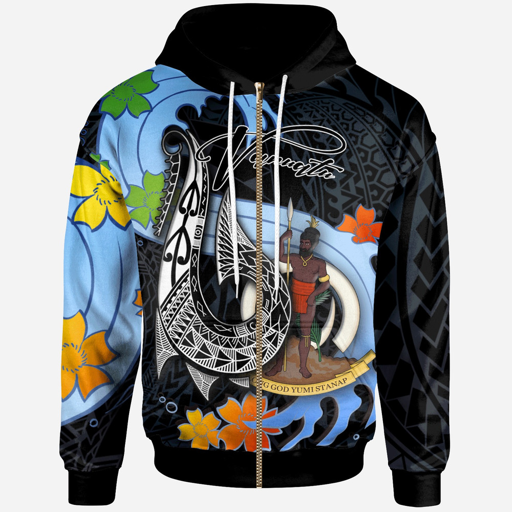 Vanuatu Zip Hoodie - Fish Hooks and, All Over Print Hoodie Zip Hoodie Fleece Hoodie 3D, Vikings Tattoo Hoodie 3D KA1407