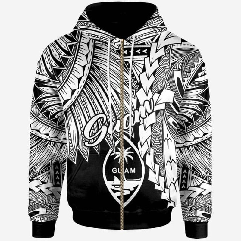 Guam Polynesian Zip Up Hoodie Tribal, All Over Print Hoodie Zip Hoodie Fleece Hoodie 3D, Vikings Tattoo Hoodie 3D KA1410