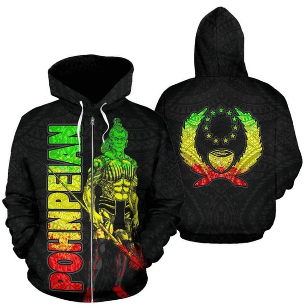 Pohnpei Zip Hoodie - Micronesia Pohn, All Over Print Hoodie Zip Hoodie Fleece Hoodie 3D, Vikings Tattoo Hoodie 3D KA1420