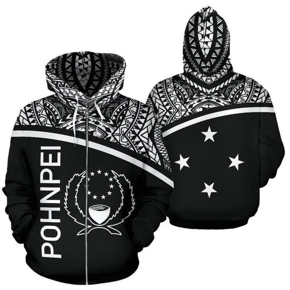 Pohnpei All Over Zip Hoodie - Micron, All Over Print Hoodie Zip Hoodie Fleece Hoodie 3D, Vikings Tattoo Hoodie 3D KA1423