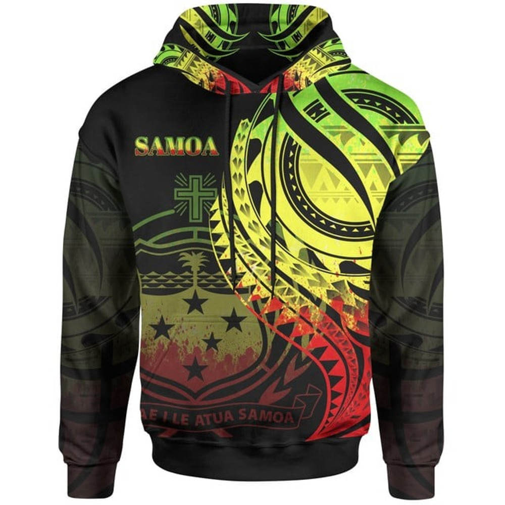 Samoa Hoodie - Reggae Color Polynesi, All Over Print Hoodie Zip Hoodie Fleece Hoodie 3D, Vikings Tattoo Hoodie 3D KA1437