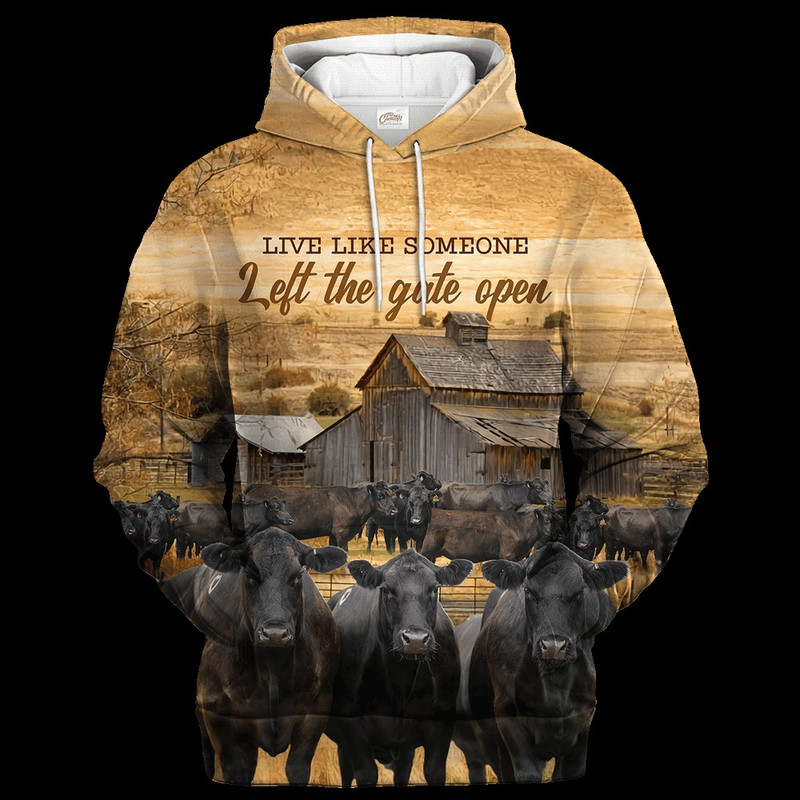 Black Angus Farm Left The Gate Open , All Over Print Hoodie Zip Hoodie Fleece Hoodie 3D, Vikings Tattoo Hoodie 3D KA1449