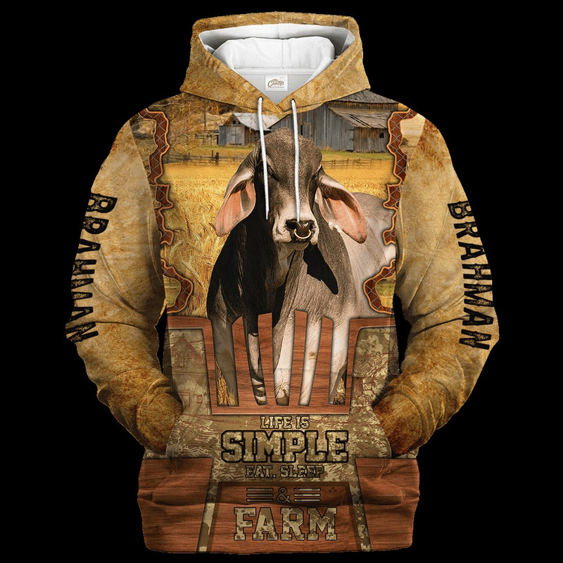 Brahman Life Is Simple A Farm Hoodie, All Over Print Hoodie Zip Hoodie Fleece Hoodie 3D, Vikings Tattoo Hoodie 3D KA1482