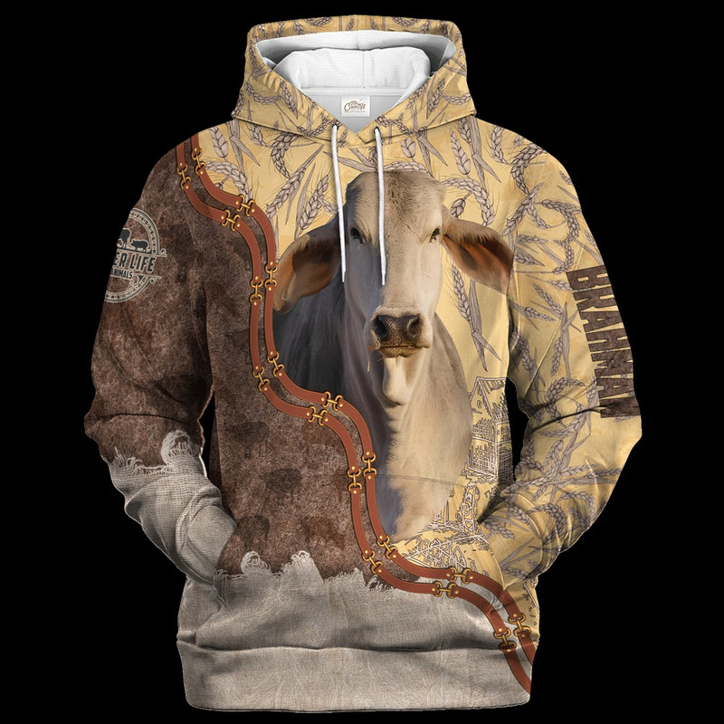 Brahman Lovers In Barley Pattern, All Over Print Hoodie Zip Hoodie Fleece Hoodie 3D, Vikings Tattoo Hoodie 3D KA1483