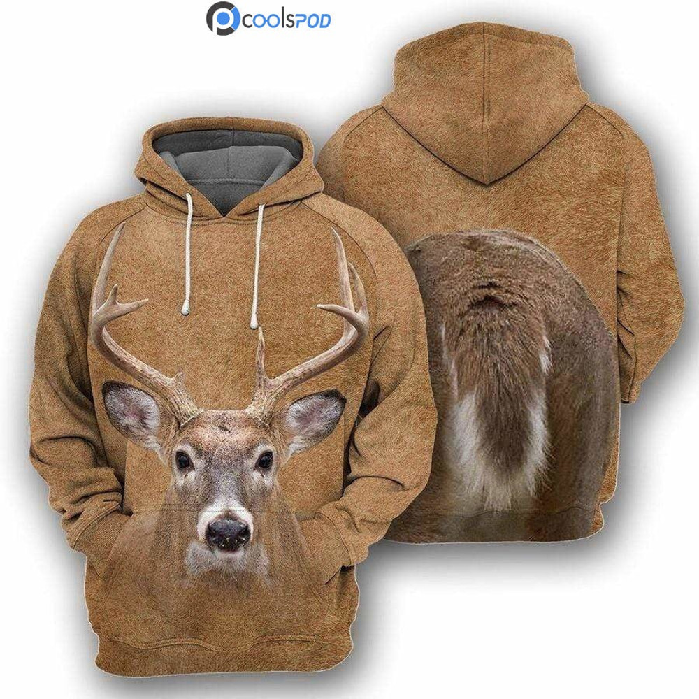 Brown Deer Hoodie, All Over Print Hoodie Zip Hoodie Fleece Hoodie 3D, Vikings Tattoo Hoodie 3D KA1491