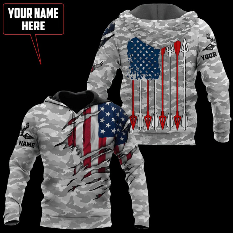 Custom Bow Hunting Hoodie, All Over Print Hoodie Zip Hoodie Fleece Hoodie 3D, Vikings Tattoo Hoodie 3D KA1582