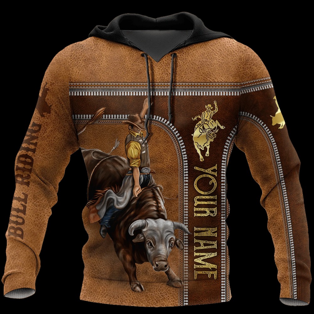 Custom Bull Riding Hoodie, All Over Print Hoodie Zip Hoodie Fleece Hoodie 3D, Vikings Tattoo Hoodie 3D KA1583