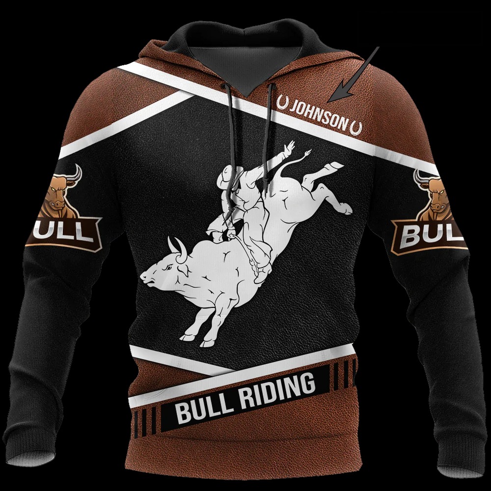 Custom Bull Riding Hoodie, All Over Print Hoodie Zip Hoodie Fleece Hoodie 3D, Vikings Tattoo Hoodie 3D KA1586