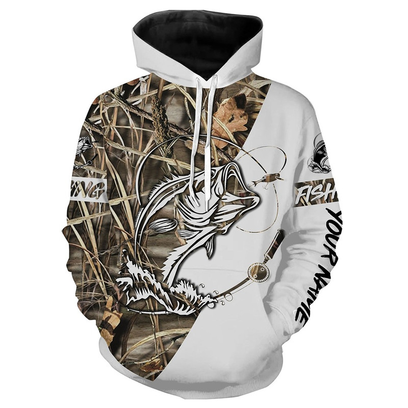 Custom Camo Bass Fishing, All Over Print Hoodie Zip Hoodie Fleece Hoodie 3D, Vikings Tattoo Hoodie 3D KA1587