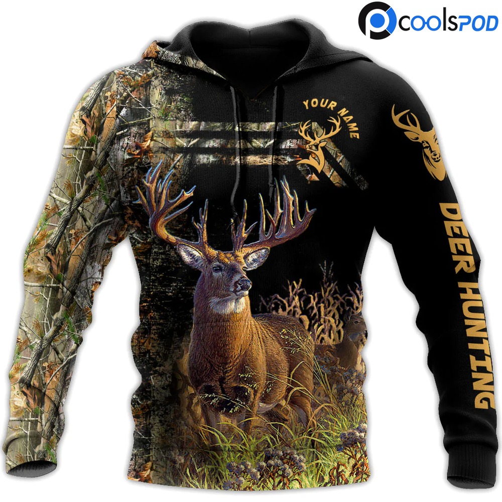 Custom Deer Hunting Hoodie, All Over Print Hoodie Zip Hoodie Fleece Hoodie 3D, Vikings Tattoo Hoodie 3D KA1589