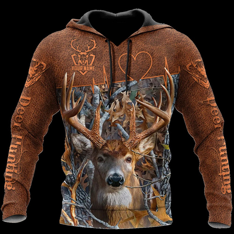Custom Deer Hunting Hoodie With Name, All Over Print Hoodie Zip Hoodie Fleece Hoodie 3D, Vikings Tattoo Hoodie 3D KA1590