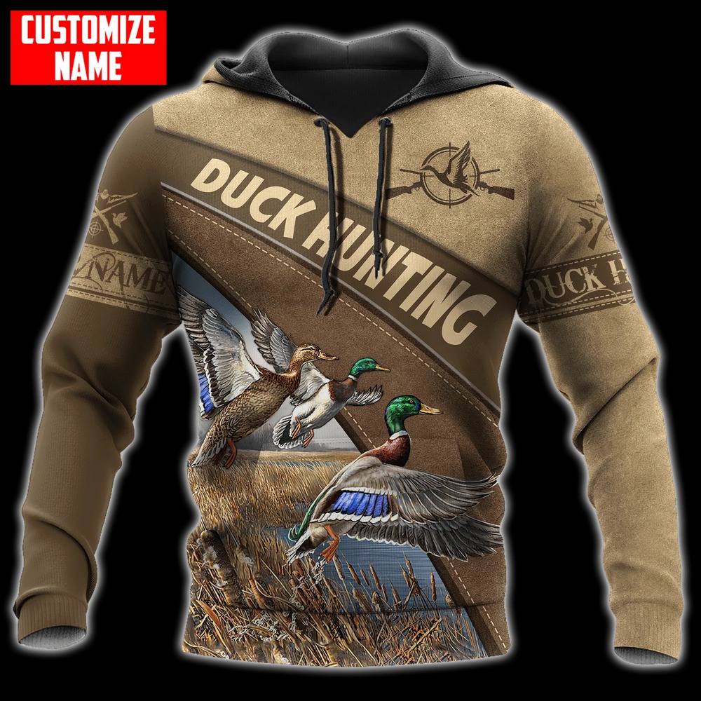 Custom Duck Hunting Hoodie, All Over Print Hoodie Zip Hoodie Fleece Hoodie 3D, Vikings Tattoo Hoodie 3D KA1592