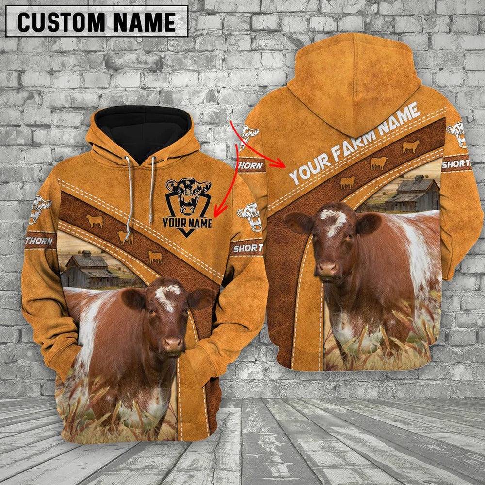 Custom Farm Hoodie Shorthorn, All Over Print Hoodie Zip Hoodie Fleece Hoodie 3D, Vikings Tattoo Hoodie 3D KA1593