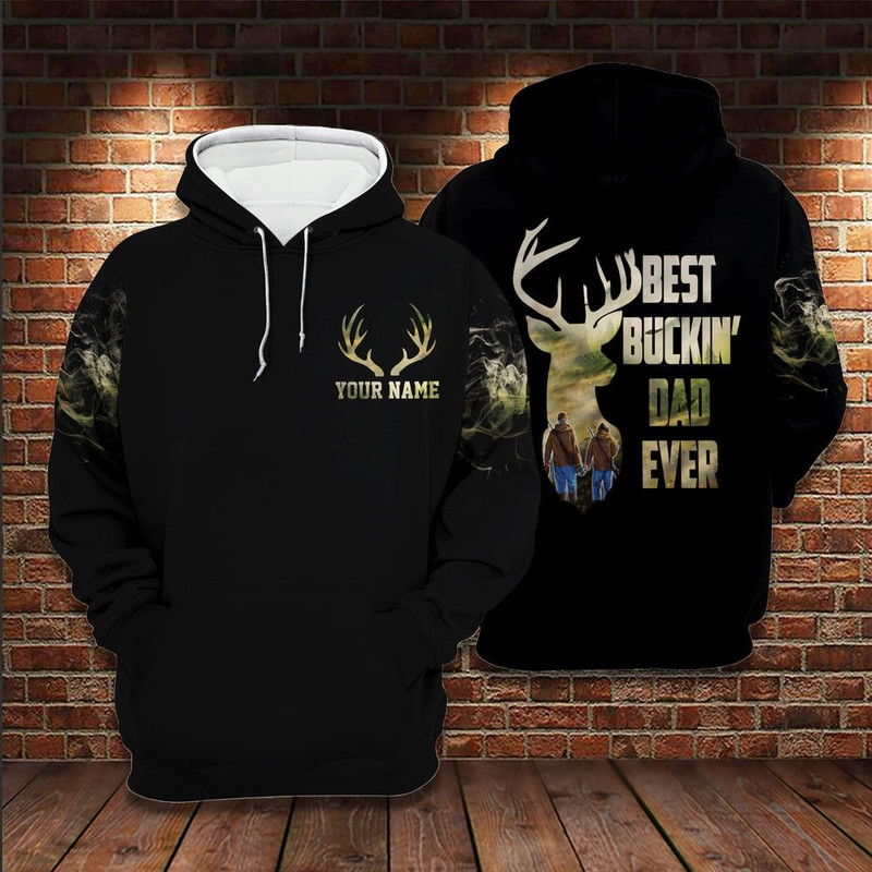 Custom Hunting Best Buckin Dad Ever, All Over Print Hoodie Zip Hoodie Fleece Hoodie 3D, Vikings Tattoo Hoodie 3D KA1595