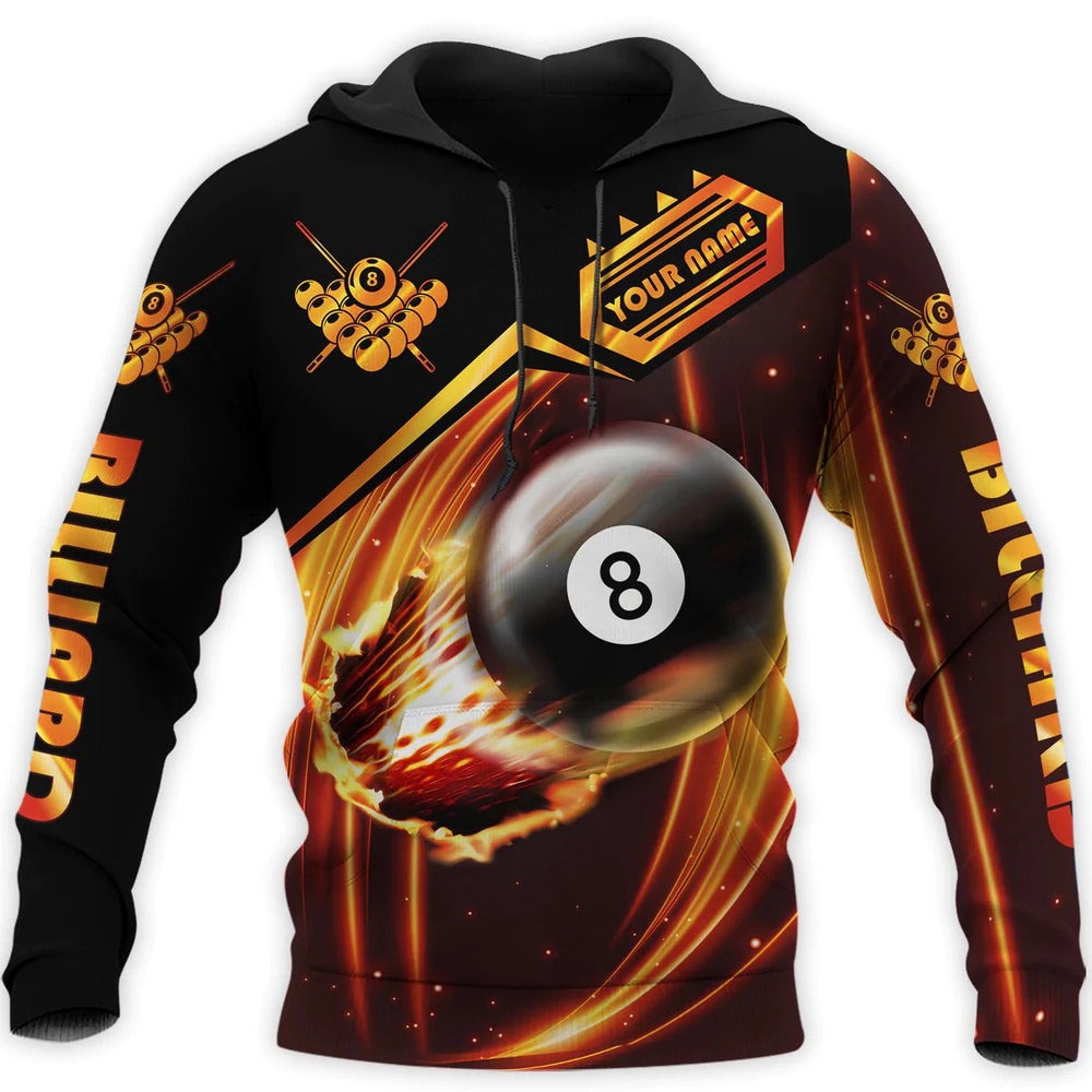 Custom Name Billiard Player Hoodie, All Over Print Hoodie Zip Hoodie Fleece Hoodie 3D, Vikings Tattoo Hoodie 3D KA1616