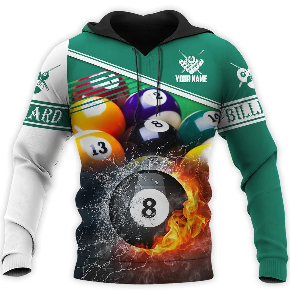 Billiard Fire Colorful Hoodies, All Over Print Hoodie Zip Hoodie Fleece Hoodie 3D, Vikings Tattoo Hoodie 3D KA1617