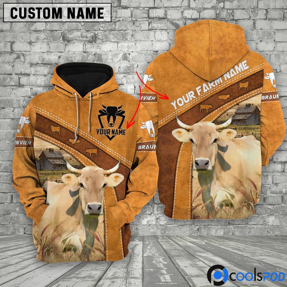 Custom Name Braunvieh Hoodie, All Over Print Hoodie Zip Hoodie Fleece Hoodie 3D, Vikings Tattoo Hoodie 3D KA1620