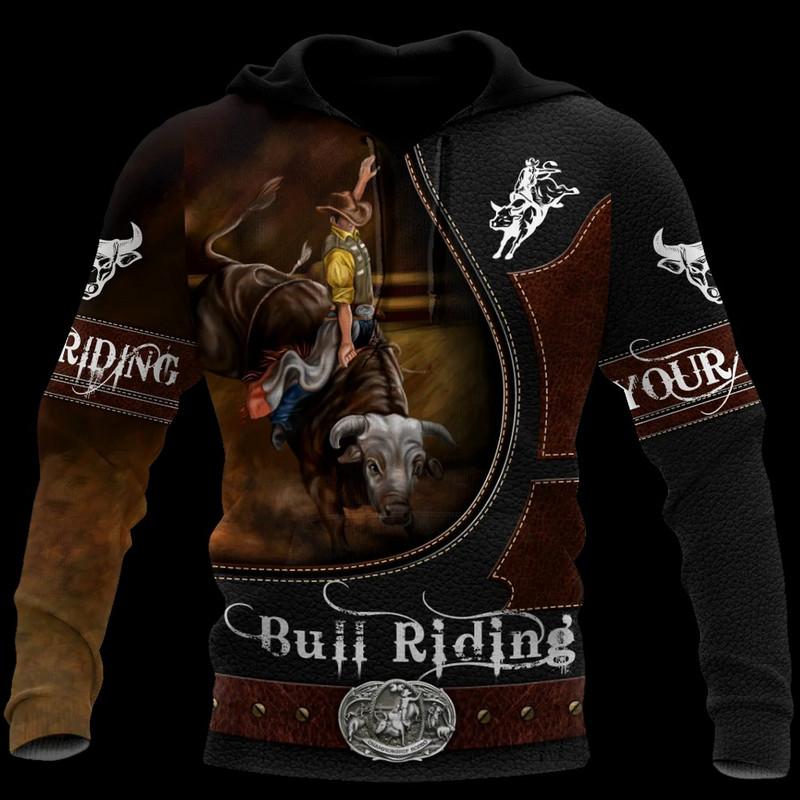 Custom Name Bull Riding Hoodie, All Over Print Hoodie Zip Hoodie Fleece Hoodie 3D, Vikings Tattoo Hoodie 3D KA1624