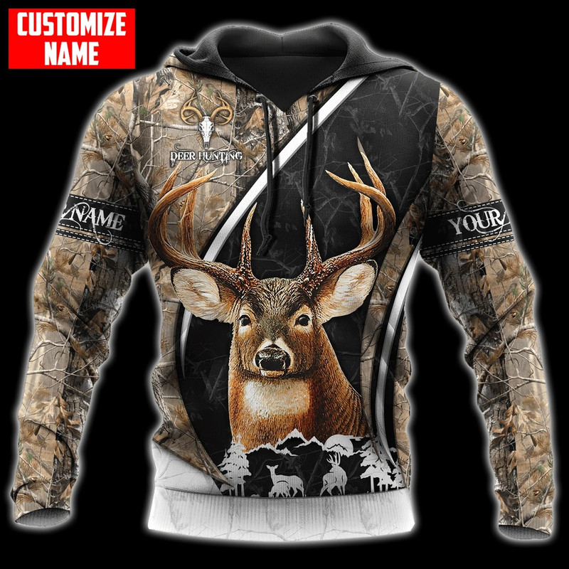 Custom Name Deer Hunting Hoodie, All Over Print Hoodie Zip Hoodie Fleece Hoodie 3D, Vikings Tattoo Hoodie 3D KA1629