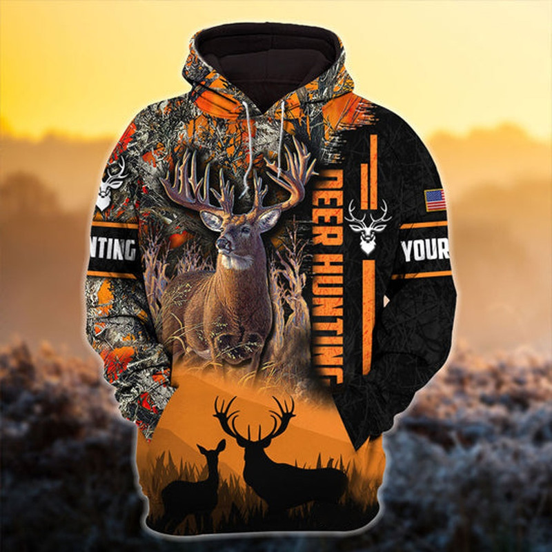 Custom Name Eternity Double Deer Hun, All Over Print Hoodie Zip Hoodie Fleece Hoodie 3D, Vikings Tattoo Hoodie 3D KA1634