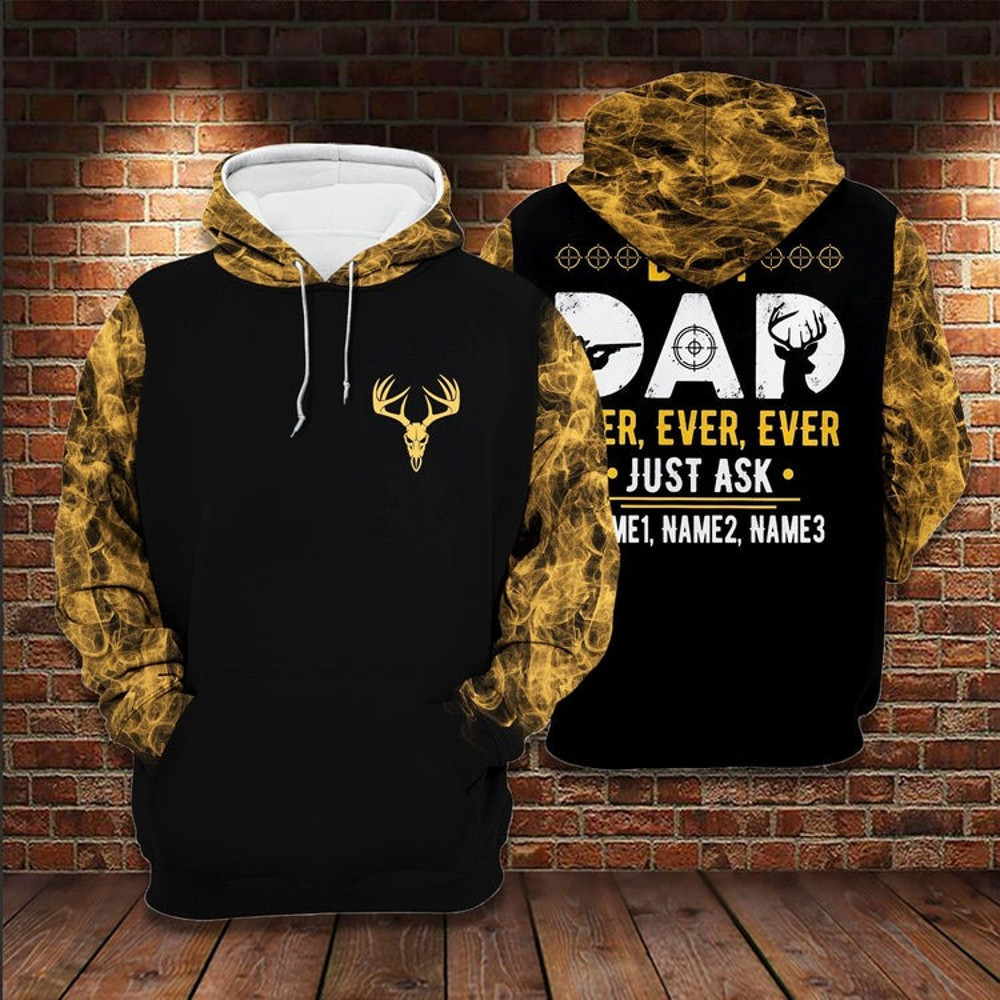 Custom Name Hunting Best Dad Ever, All Over Print Hoodie Zip Hoodie Fleece Hoodie 3D, Vikings Tattoo Hoodie 3D KA1641