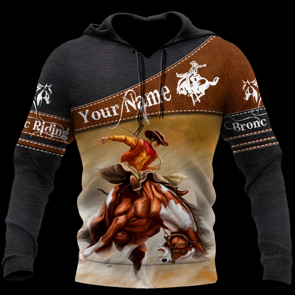 Custom Name Rodeo Hoodie Bronc Ridin, All Over Print Hoodie Zip Hoodie Fleece Hoodie 3D, Vikings Tattoo Hoodie 3D KA1651