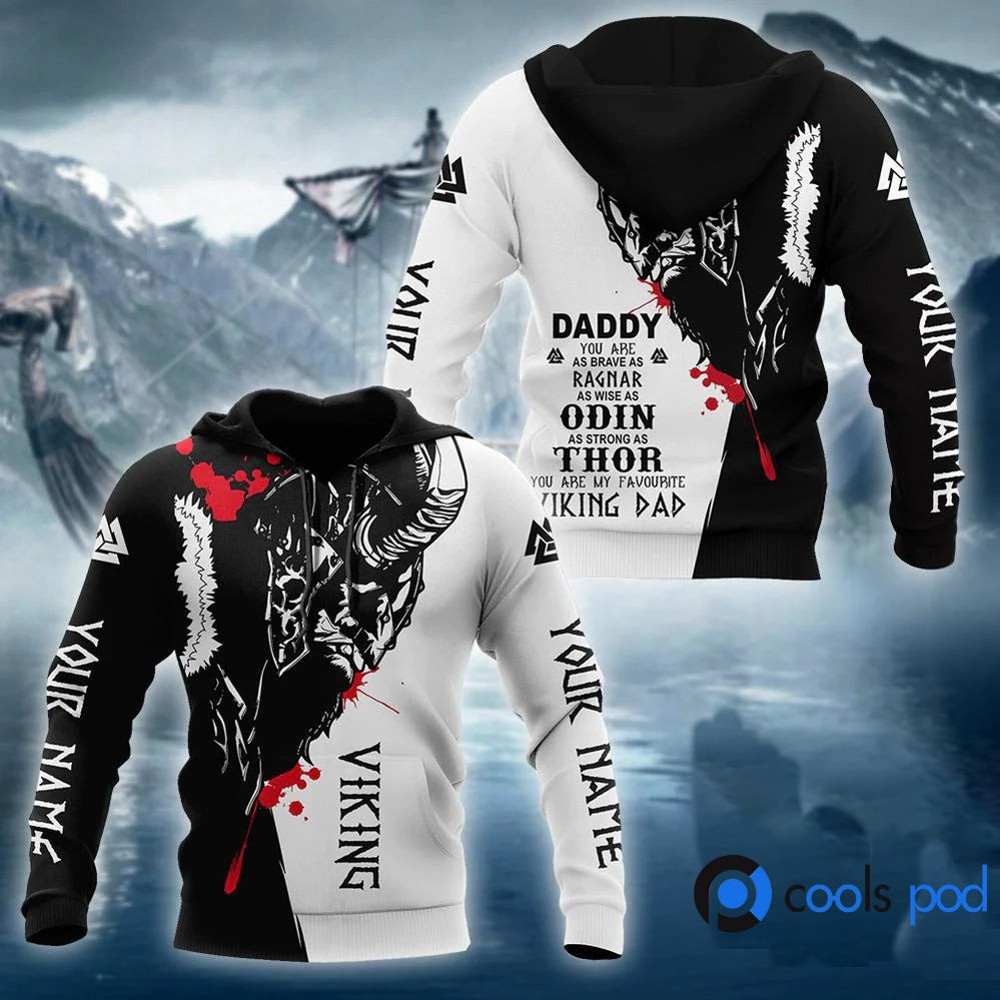 Custom Vikings Dad Hoodie, All Over Print Hoodie Zip Hoodie Fleece Hoodie 3D, Vikings Tattoo Hoodie 3D KA1656