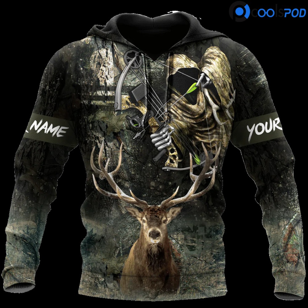 Customized Deer Hunting Bow Hoodie, All Over Print Hoodie Zip Hoodie Fleece Hoodie 3D, Vikings Tattoo Hoodie 3D KA1675