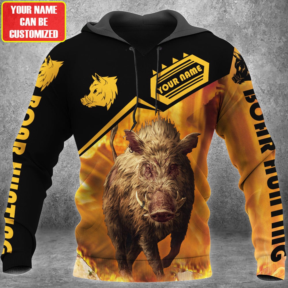 Customized Name Boar Hunting 3D Hood, All Over Print Hoodie Zip Hoodie Fleece Hoodie 3D, Vikings Tattoo Hoodie 3D KA1680