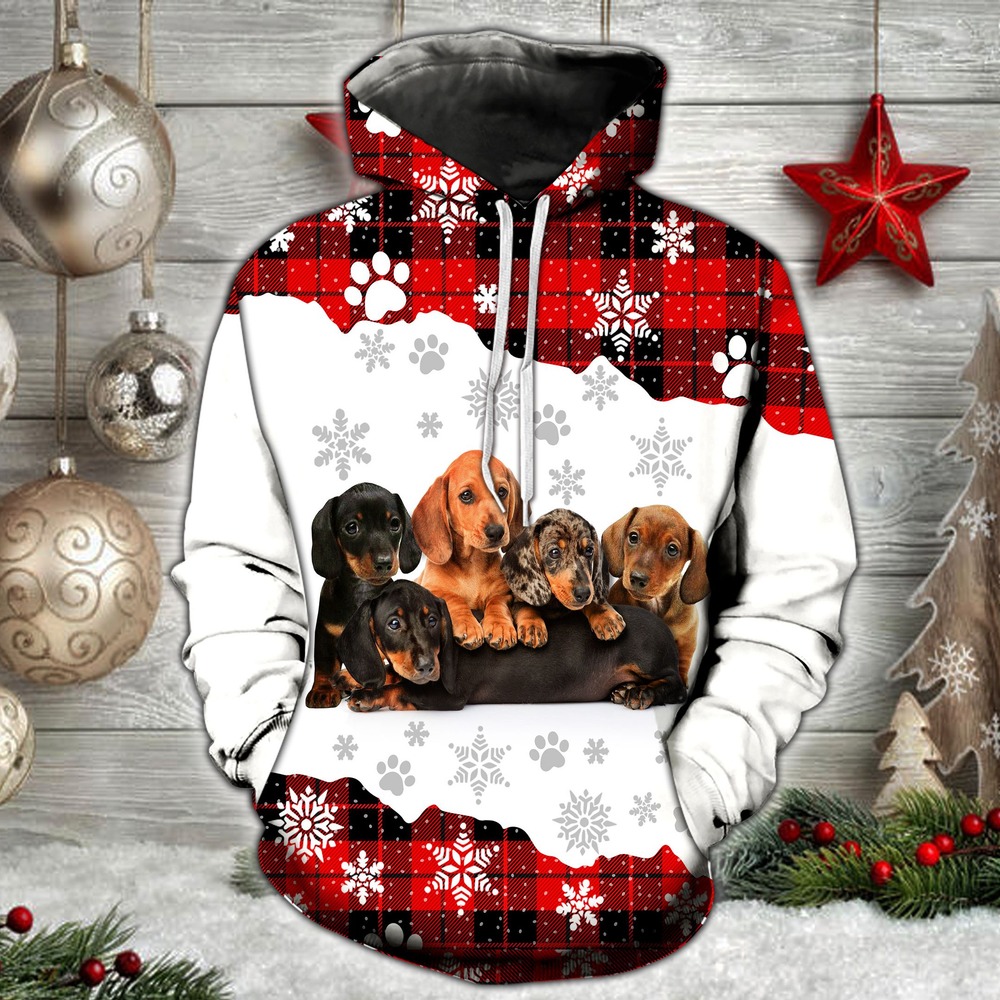 Dachshund Puppies Christmas Hoodie, All Over Print Hoodie Zip Hoodie Fleece Hoodie 3D, Vikings Tattoo Hoodie 3D KA1698