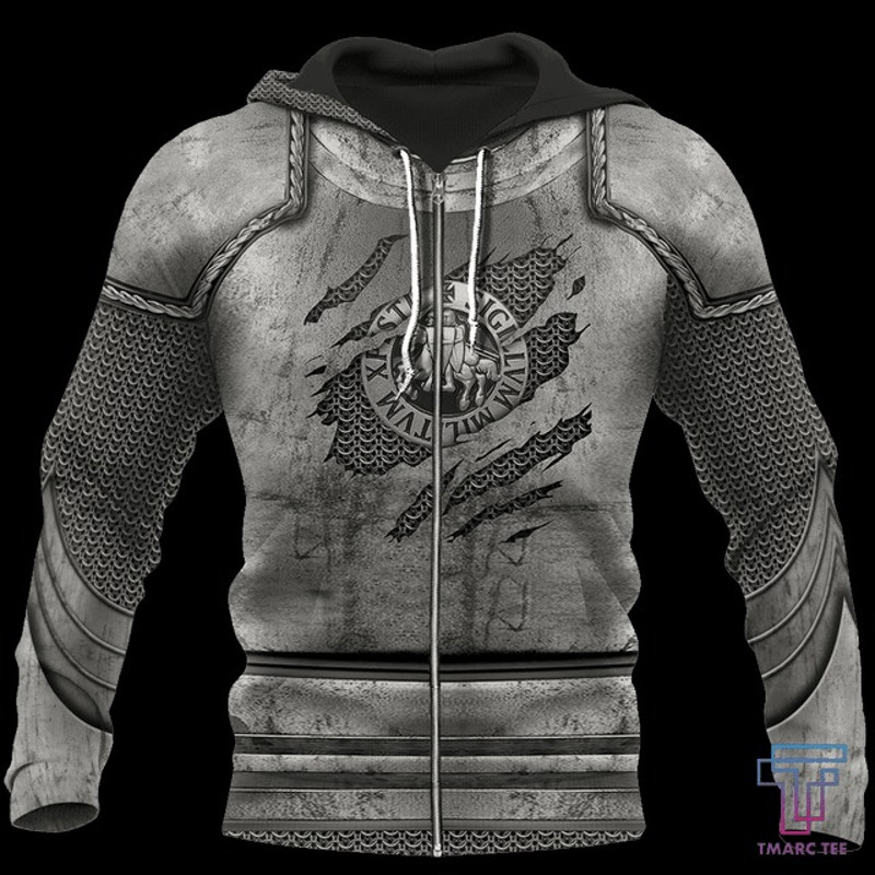 Knight Templar Hoodie Chainmail JJ, All Over Print Hoodie Zip Hoodie Fleece Hoodie 3D, Vikings Tattoo Hoodie 3D KA1735