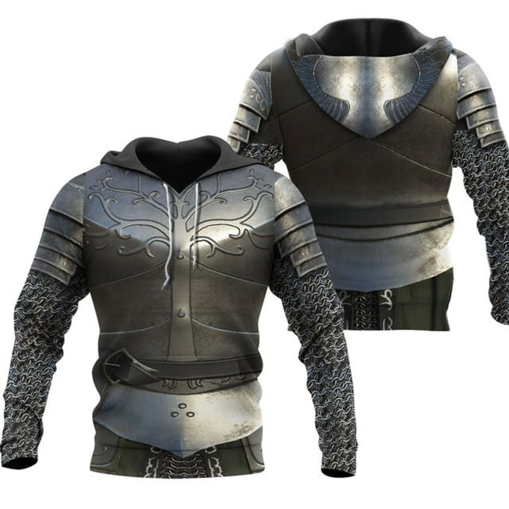 Chainmail Knight Medieval Armor Tops, All Over Print Hoodie Zip Hoodie Fleece Hoodie 3D, Vikings Tattoo Hoodie 3D KA1738