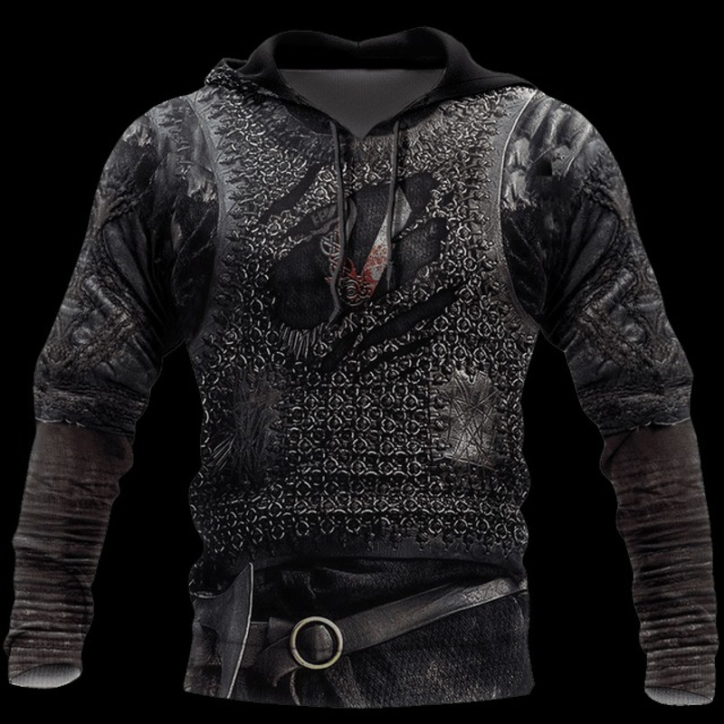Viking Armor Tops Viking All Over, All Over Print Hoodie Zip Hoodie Fleece Hoodie 3D, Vikings Tattoo Hoodie 3D KA1743