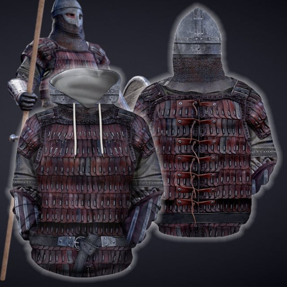 Viking Warrior Armor Viking All Over, All Over Print Hoodie Zip Hoodie Fleece Hoodie 3D, Vikings Tattoo Hoodie 3D KA1746
