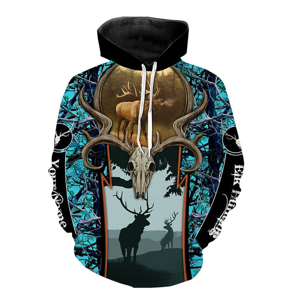 Elk Hunting Camo Custom Name, All Over Print Hoodie Zip Hoodie Fleece Hoodie 3D, Vikings Tattoo Hoodie 3D KA1800