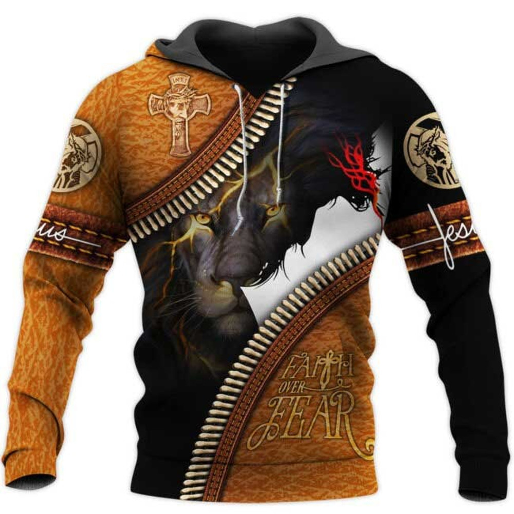 Faith Over Fear 3DHoodie Sublimation, All Over Print Hoodie Zip Hoodie Fleece Hoodie 3D, Vikings Tattoo Hoodie 3D KA1805