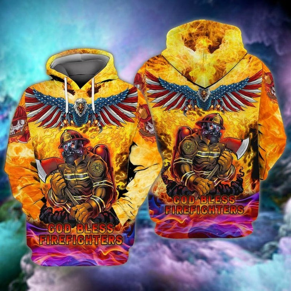 Firefighter God Bless Firefighter Sk, All Over Print Hoodie Zip Hoodie Fleece Hoodie 3D, Vikings Tattoo Hoodie 3D KA1820