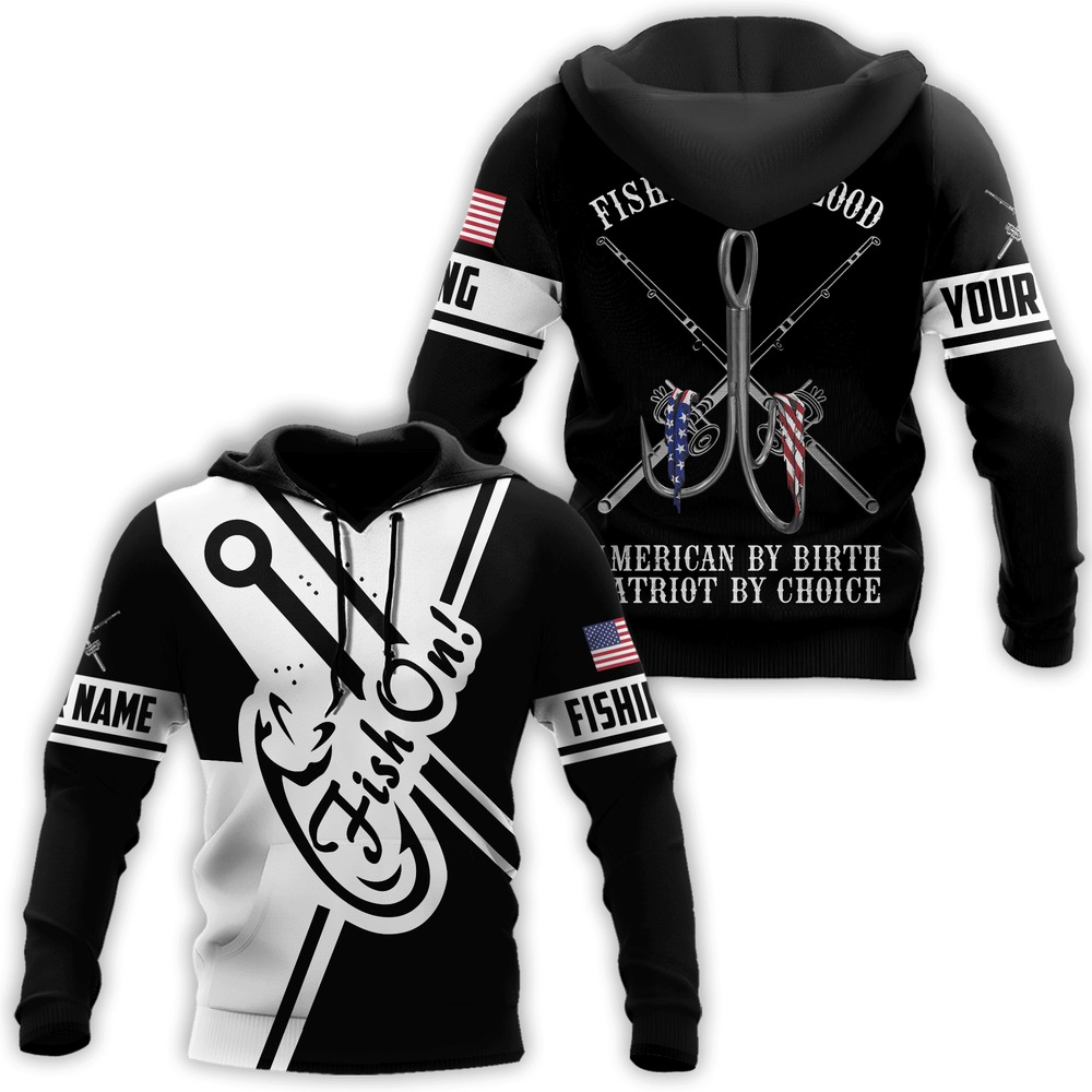 Fish On Fishing By Blood Custom Name, All Over Print Hoodie Zip Hoodie Fleece Hoodie 3D, Vikings Tattoo Hoodie 3D KA1821