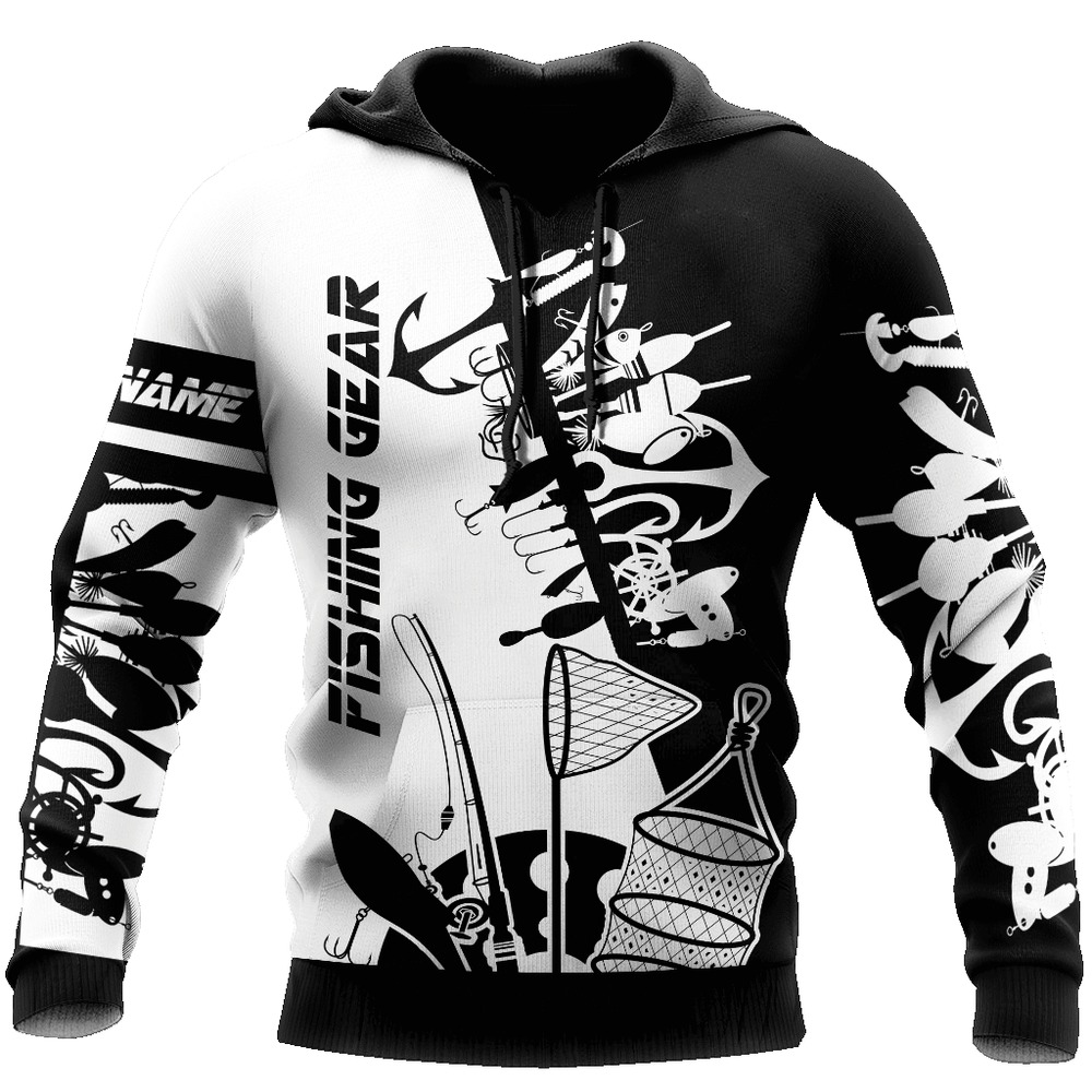 Fishing Gear Essentials Custom Name, All Over Print Hoodie Zip Hoodie Fleece Hoodie 3D, Vikings Tattoo Hoodie 3d KA1825