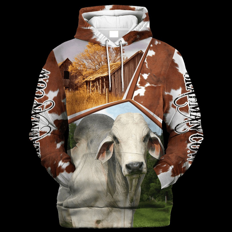 Funny Brahman Farm In The Fall Hoodi, All Over Print Hoodie Zip Hoodie Fleece Hoodie 3D, Vikings Tattoo Hoodie 3d KA1846