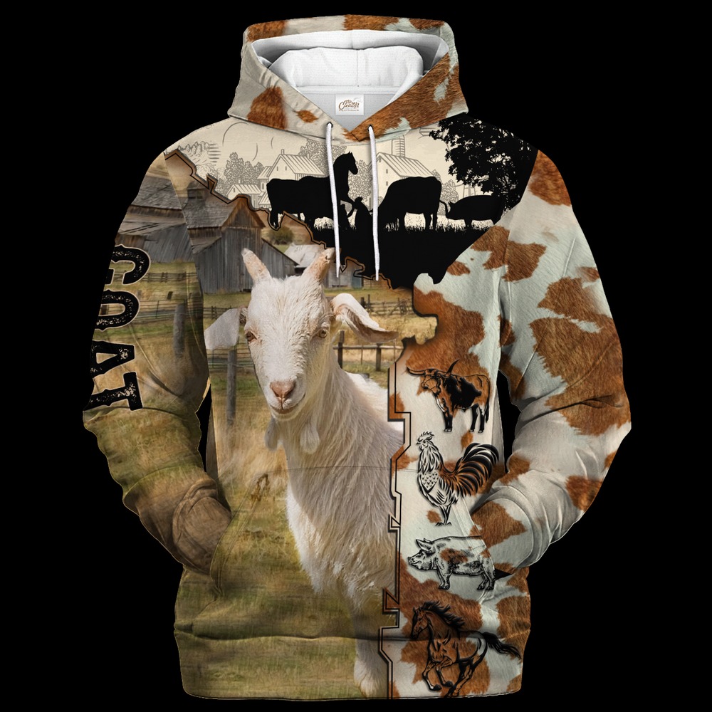Goat Fur Pattern On The Farm Hoodie, All Over Print Hoodie Zip Hoodie Fleece Hoodie 3D, Vikings Tattoo Hoodie 3d KA1868