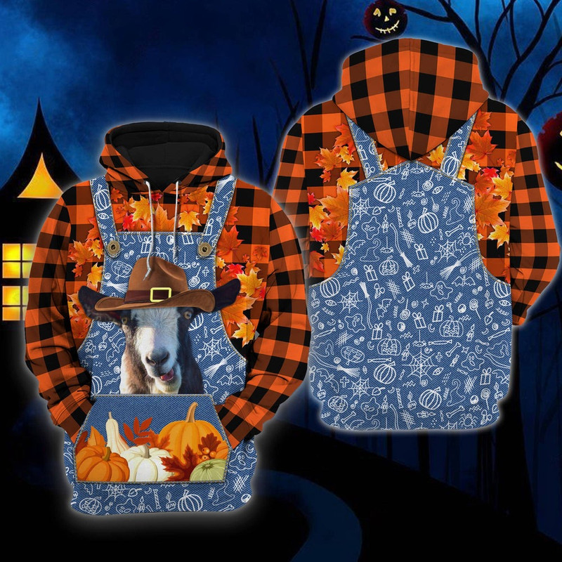 Goat Orange Plaid Hoodie, All Over Print Hoodie Zip Hoodie Fleece Hoodie 3D, Vikings Tattoo Hoodie 3d KA1872
