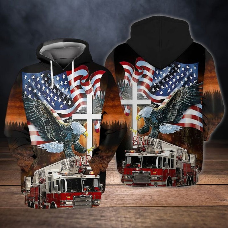 God Blessed Eagle Flag and Fire Truc, All Over Print Hoodie Zip Hoodie Fleece Hoodie 3D, Vikings Tattoo Hoodie 3d KA1873