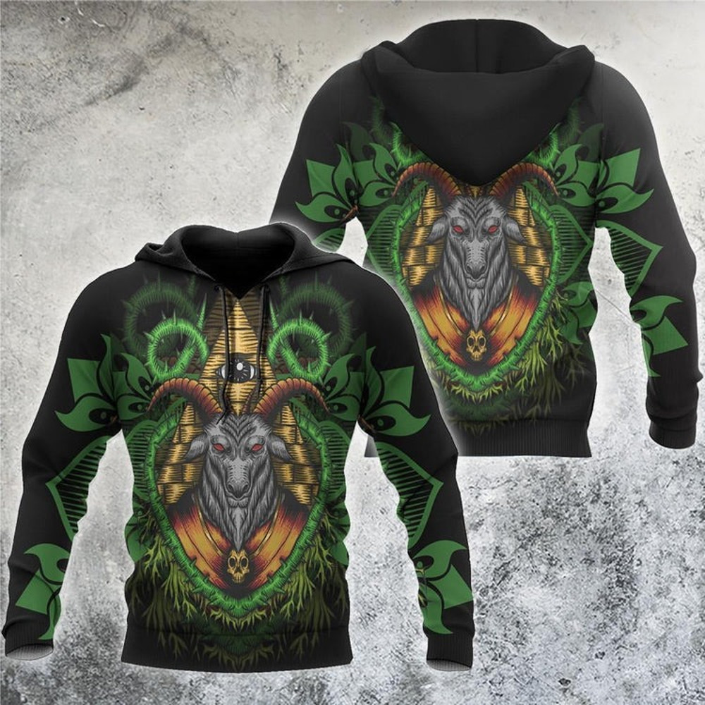 God Of Skull Satanic Hoodie, All Over Print Hoodie Zip Hoodie Fleece Hoodie 3D, Vikings Tattoo Hoodie 3d KA1880